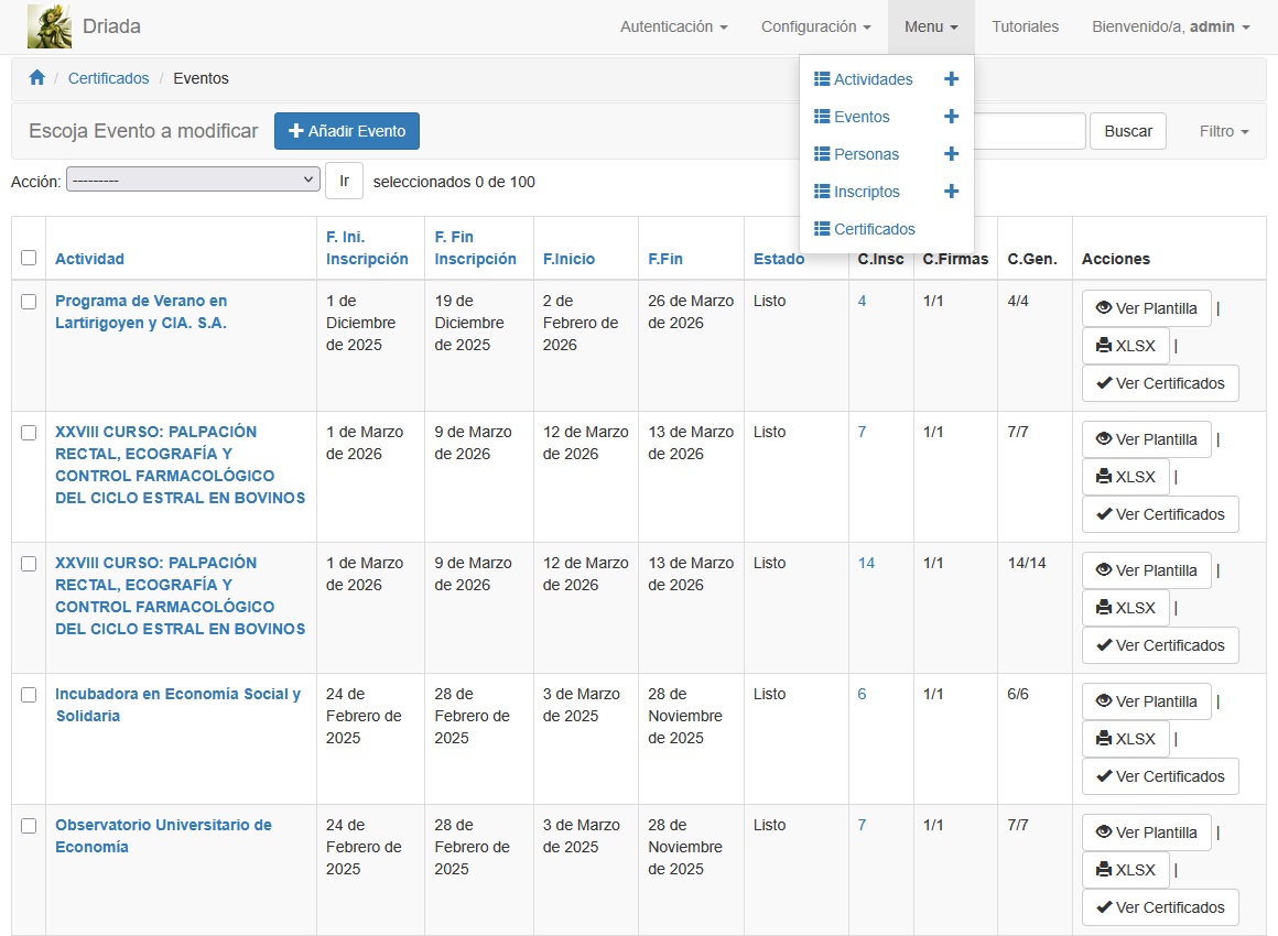 Driada — Sistema de Certificaciones — imagen 2