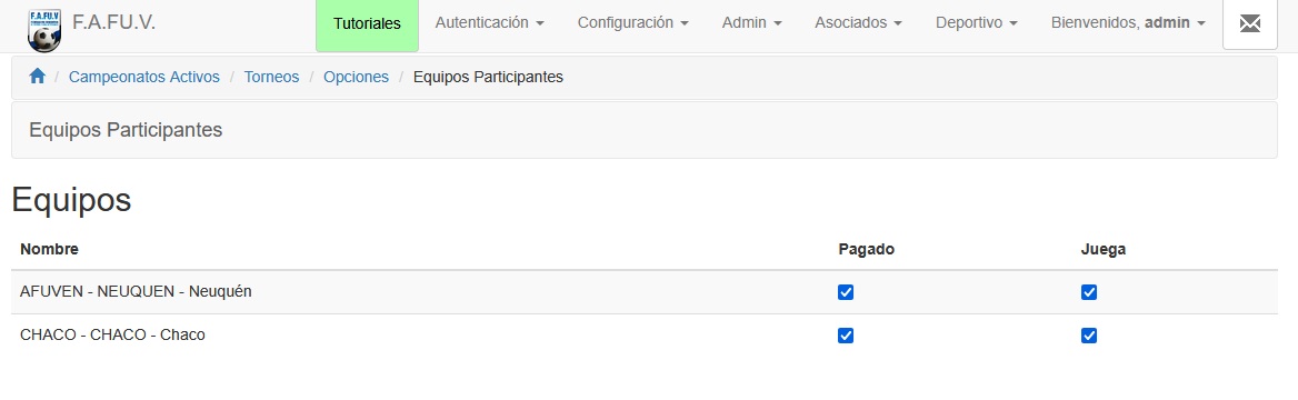 FAFUV — Sistema de Administración de Fútbol para Veteranos — imagen 2