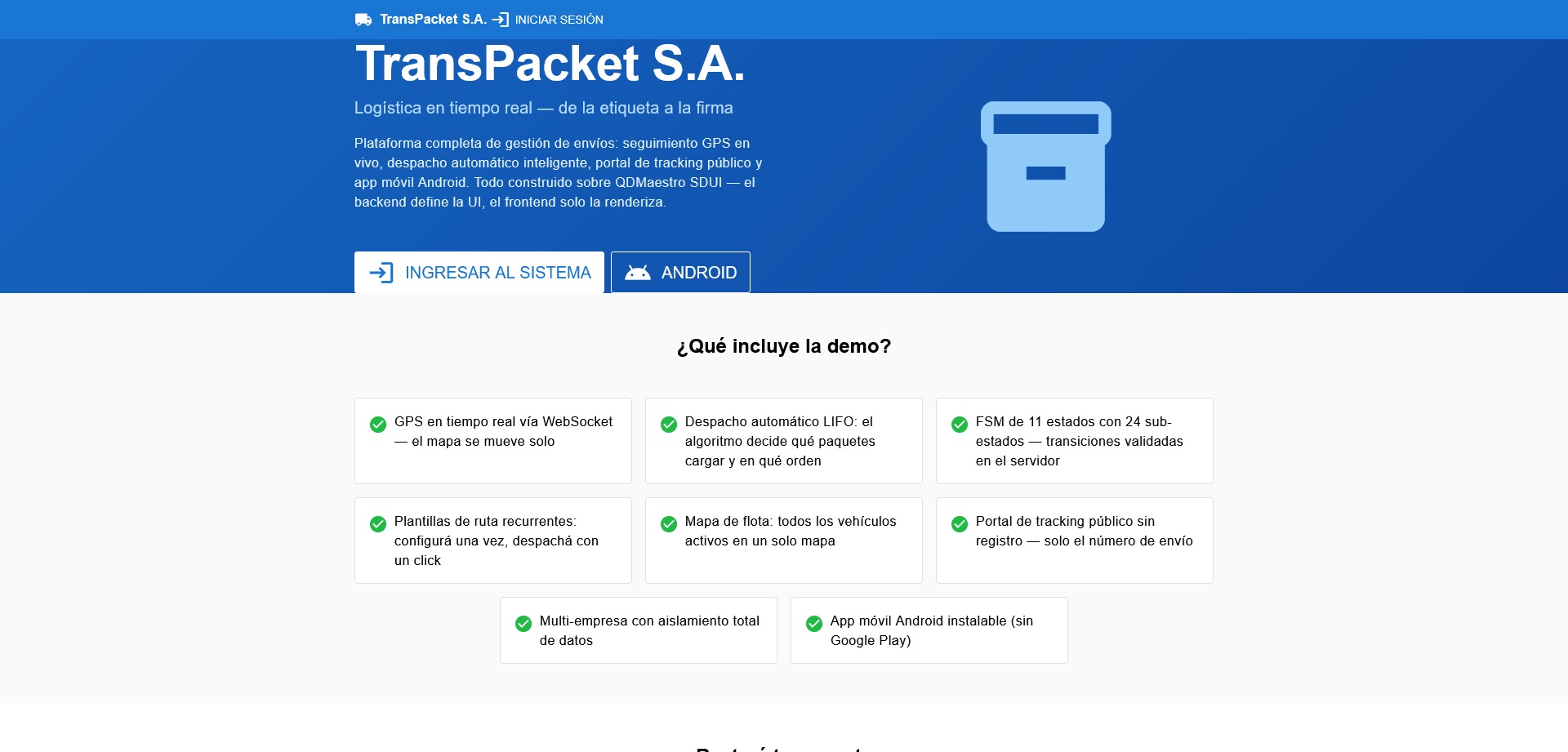 TransPacket — Demo de Tracking de Paquetes — imagen 1